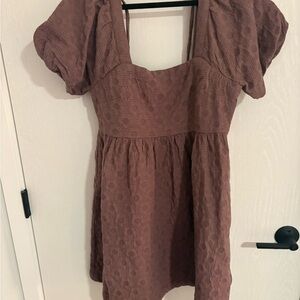 Madewell Textured Brown Sleeveless Dress